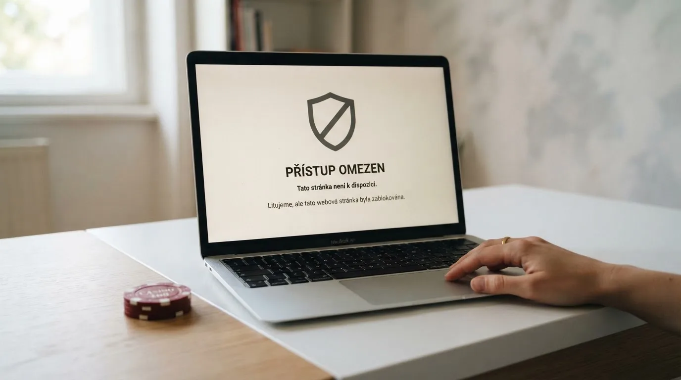 Paragraf na obrazovce — detail § 82 zákona o hazardních hrách, v pozadí logo Ministerstva financí ČR