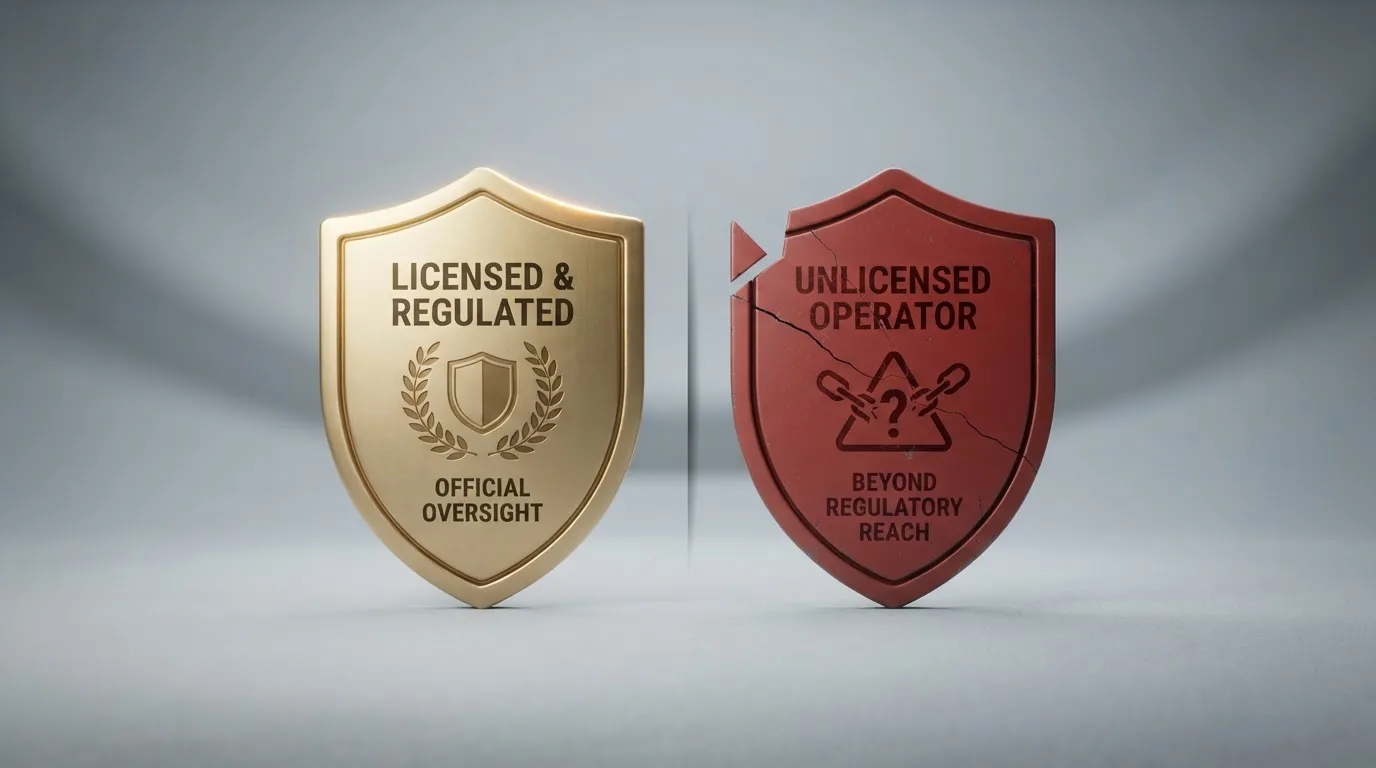 Ilustrace rozdílu mezi licencovaným online casino pod dohledem MF ČR a zahraničním casino bez české licence