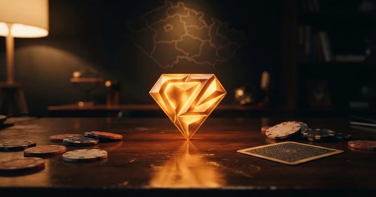 Logo Etherea a symboly online kasina na tmavém pozadí s motivem České republiky
