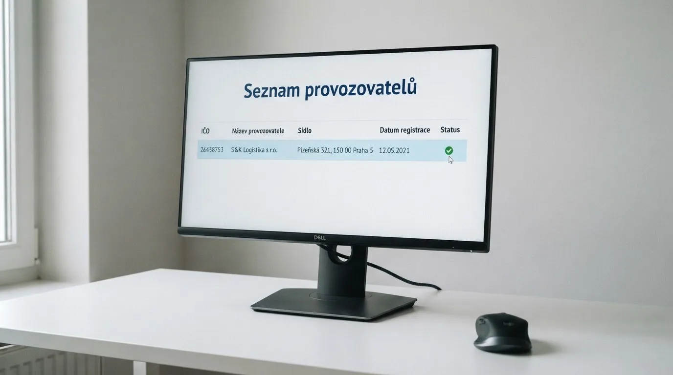 Obrazovka počítače s otevřeným Seznamem provozovatelů hazardních her na webu Ministerstva financí ČR, kurzor ukazuje na položku se základním povolením