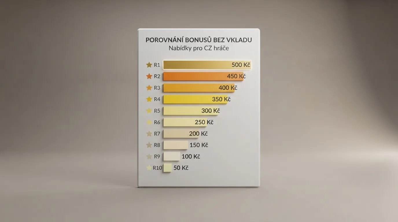 Srovnávací přehled deseti licencovaných online casin s aktuálními nabídkami bonusů bez vkladu