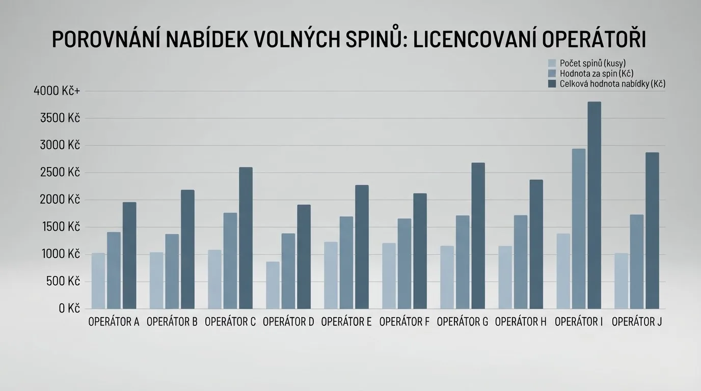 Grafické srovnání deseti operátorů — sloupce ukazující počet otoček, hodnotu zatočení a celkovou hodnotu v Kč